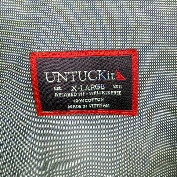 UNTUCKit Men's Relax Fit Long Sleeve Navy Blue Wrinkle Free Shirt Size XL Cotton - Picture 7 of 11